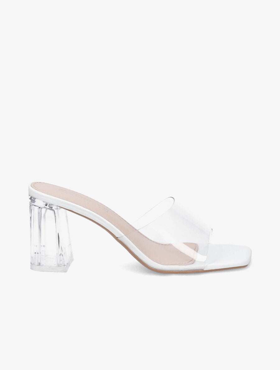 Mules transparentes à talons - Blanc - 1