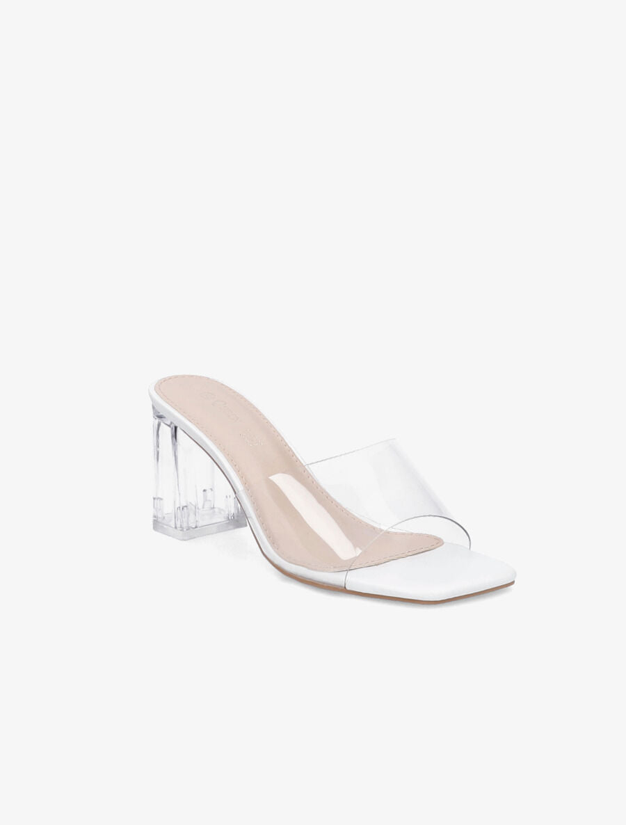 Mules transparentes à talons - Blanc - 2