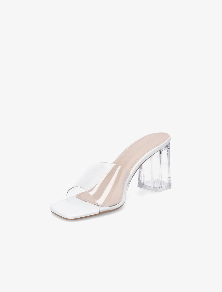 Mules transparentes à talons - Blanc - 3