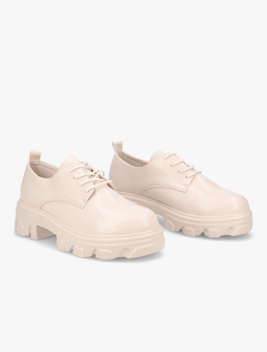 Derbies unies semelles chunky - Beige - 4