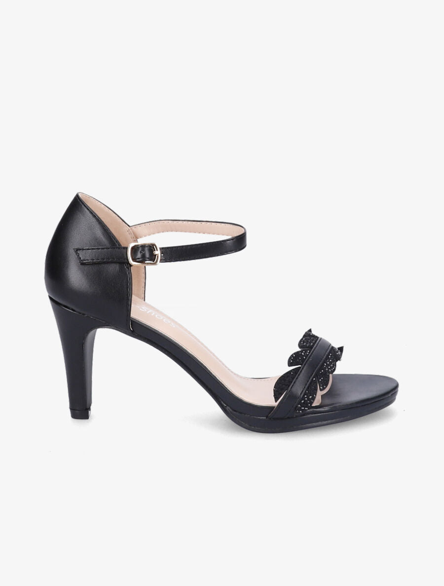 Sandales à talons et brides à strass style plume - Noir - 5