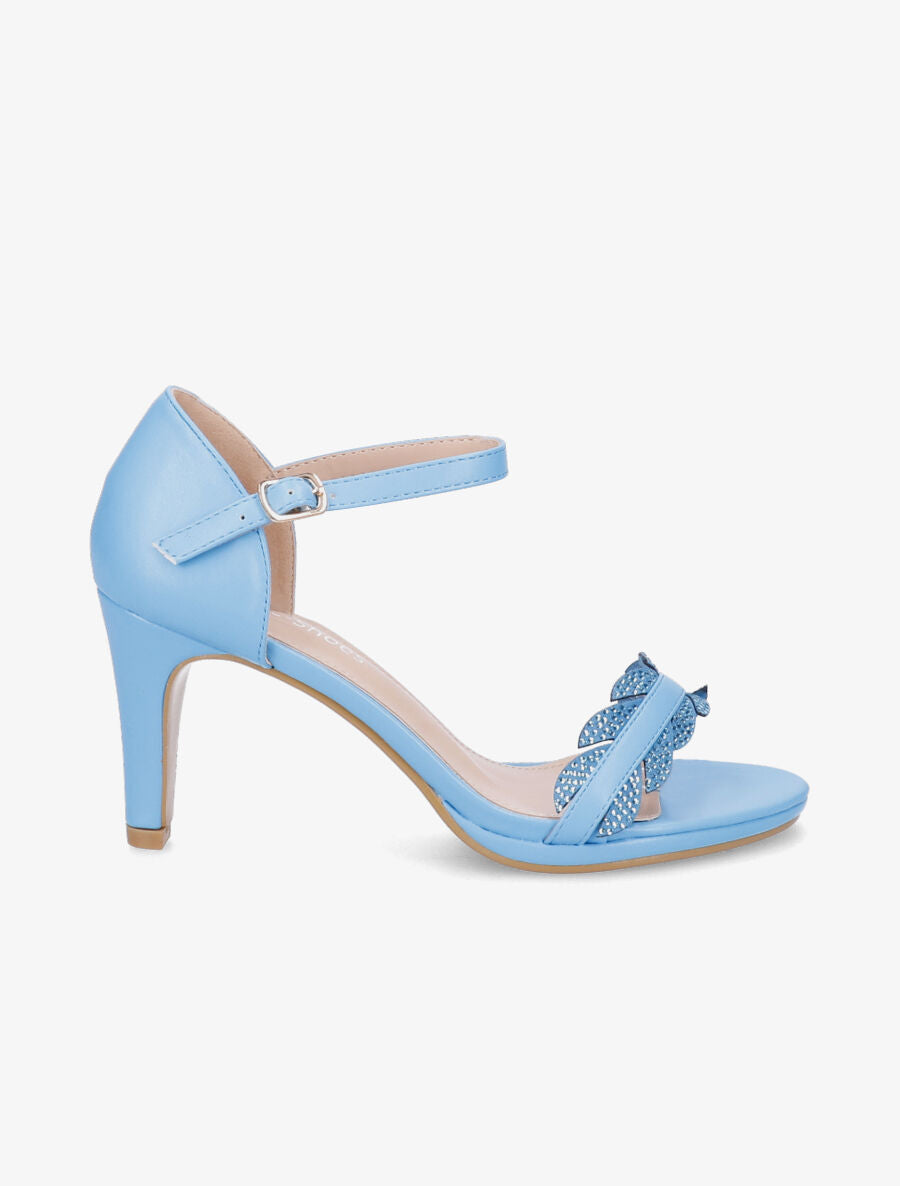 Sandales à talons et brides à strass style plume - Bleu - 5