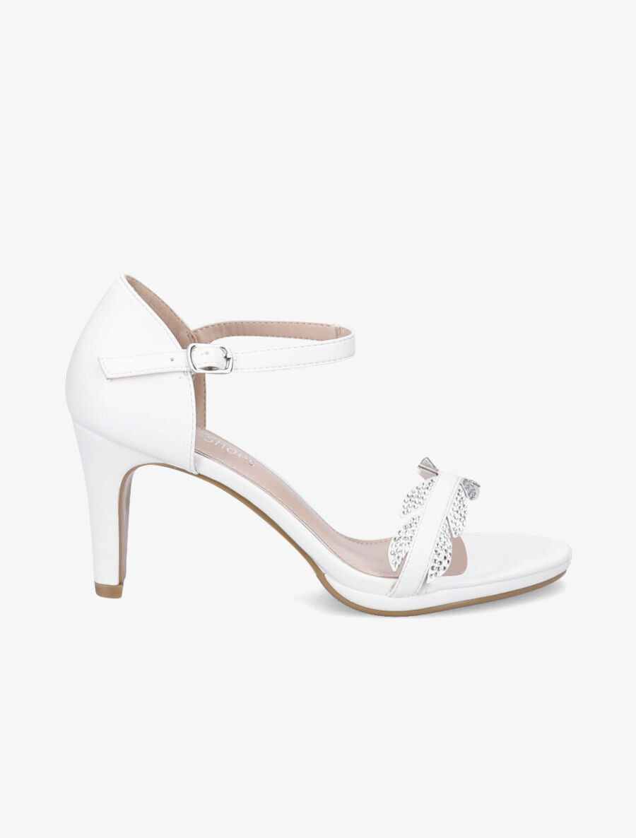 Sandales à talons et brides à strass style plume - Blanc - 5