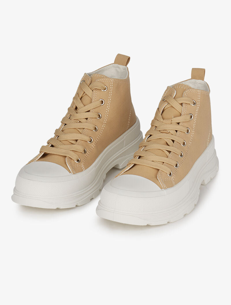 Tennis en toile à semelles épaisses - Beige - 1