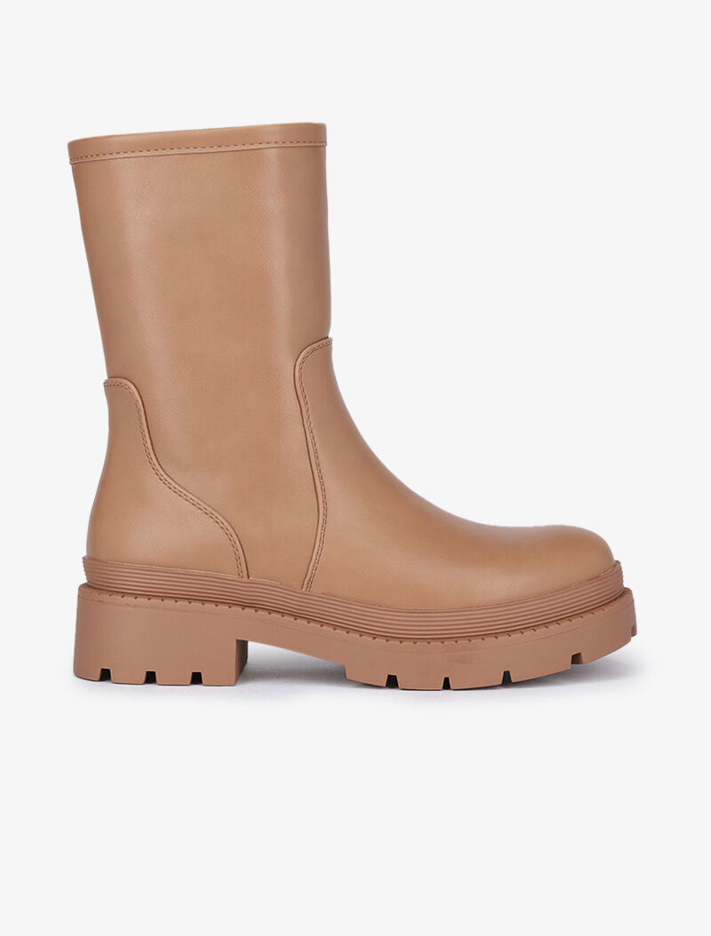 Boots montantes unies à semelles épaisses - Camel - 2