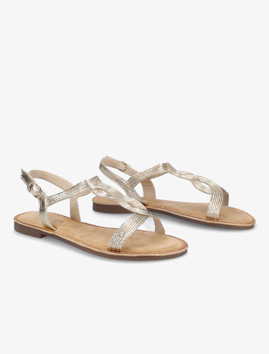 Nu-pieds à ganses torsadées - Or - 5