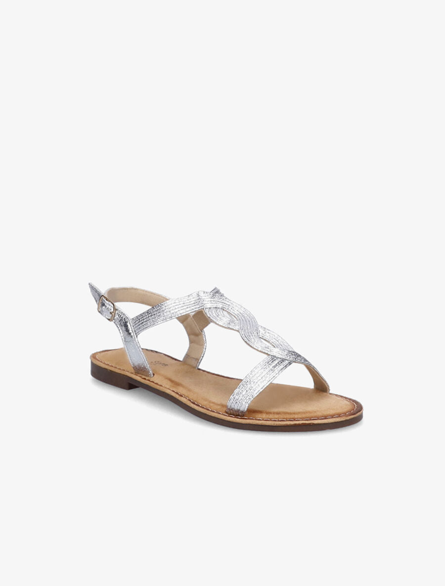 Nu-pieds à ganses torsadées - Argent - 1