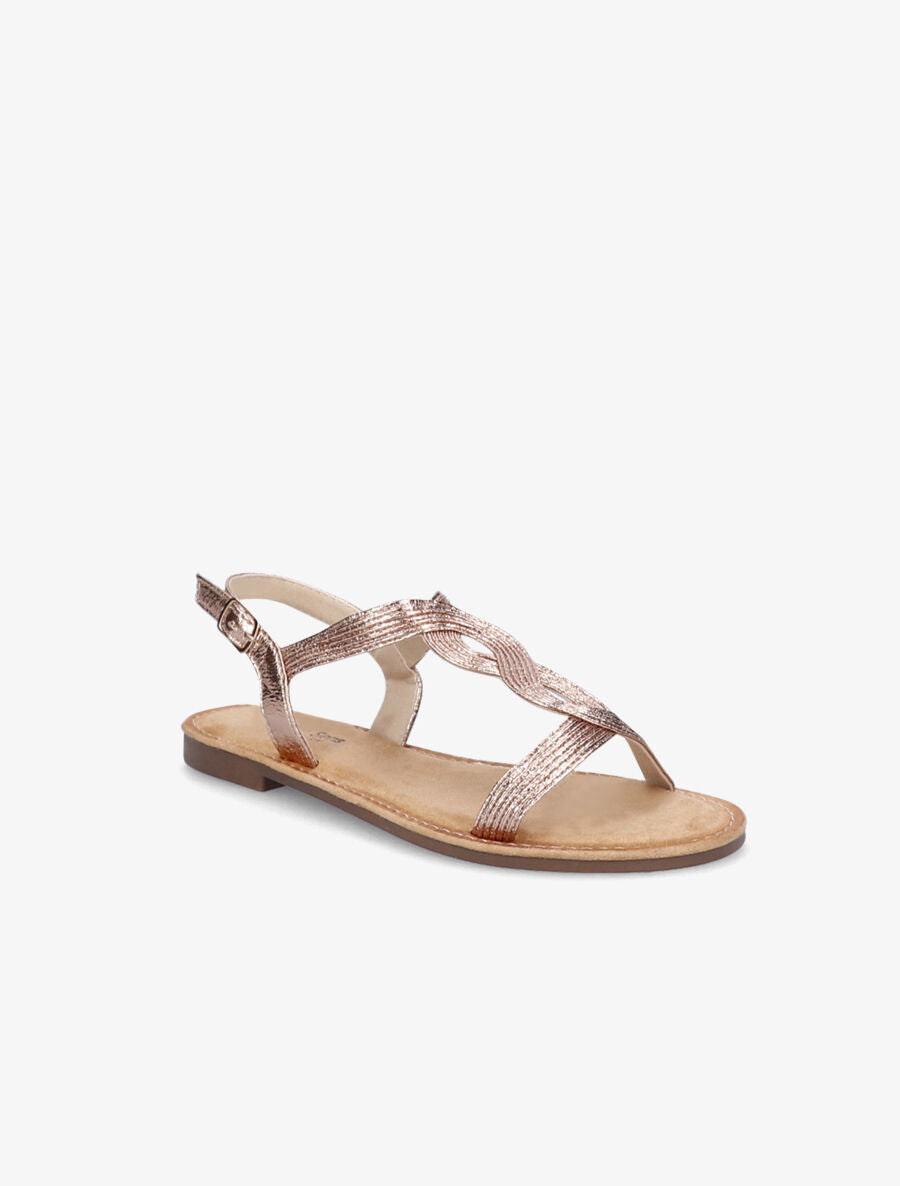 Nu-pieds à ganses torsadées - Champagne - 1