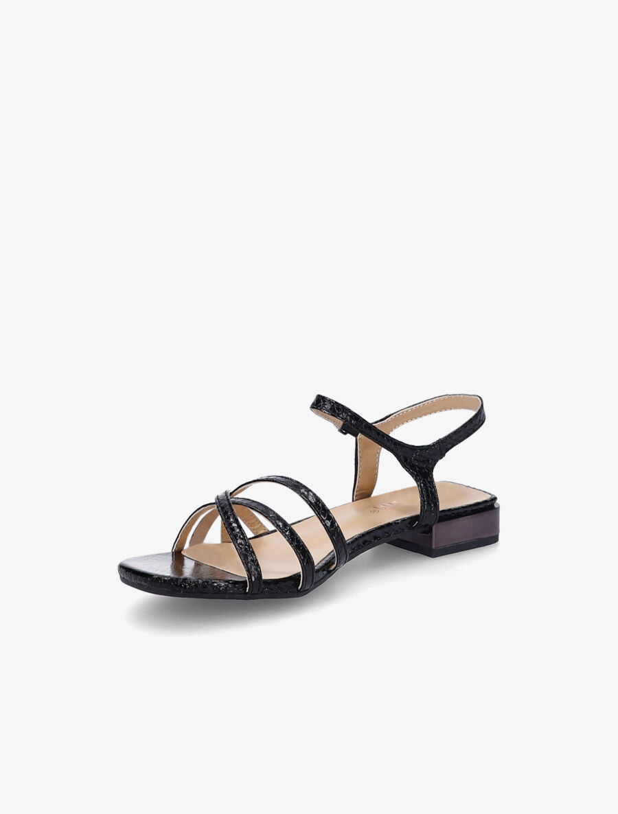 Sandales effet python et brides croisées - Noir - 3