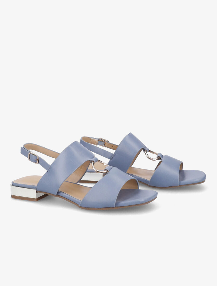Sandales à brides larges et boucles métalliques - Bleu - 4