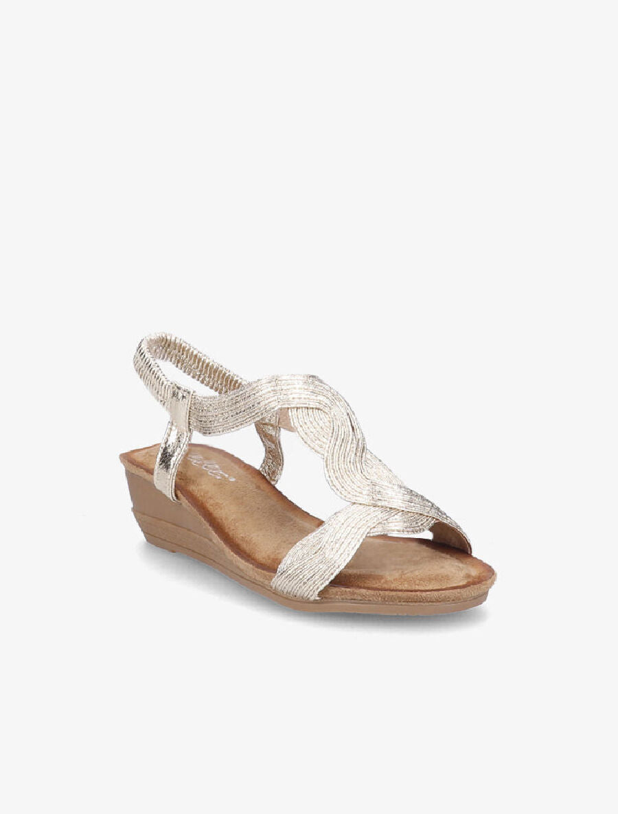Sandales compensées à brides entrelacées - Or - 5