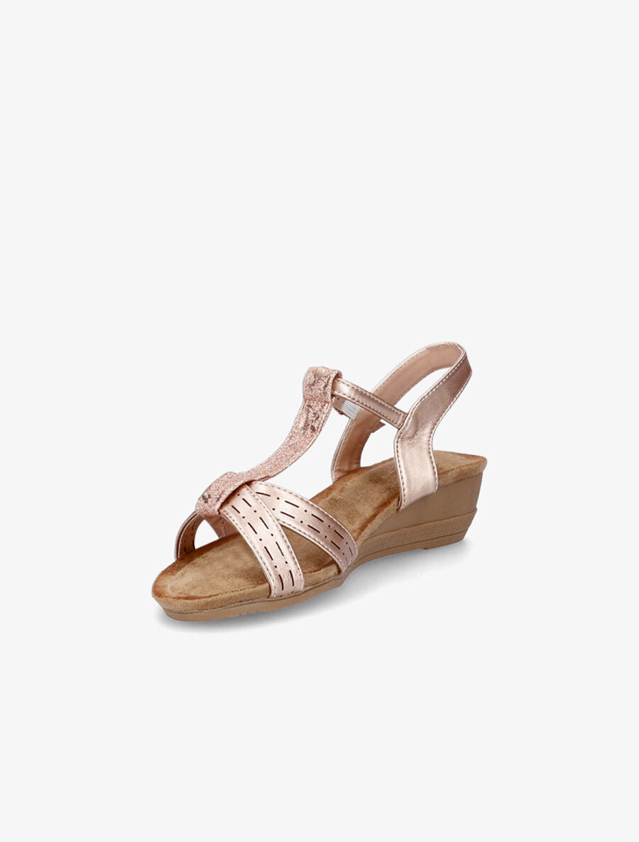Sandales compensées et bride en T irisée - Rose gold - 3