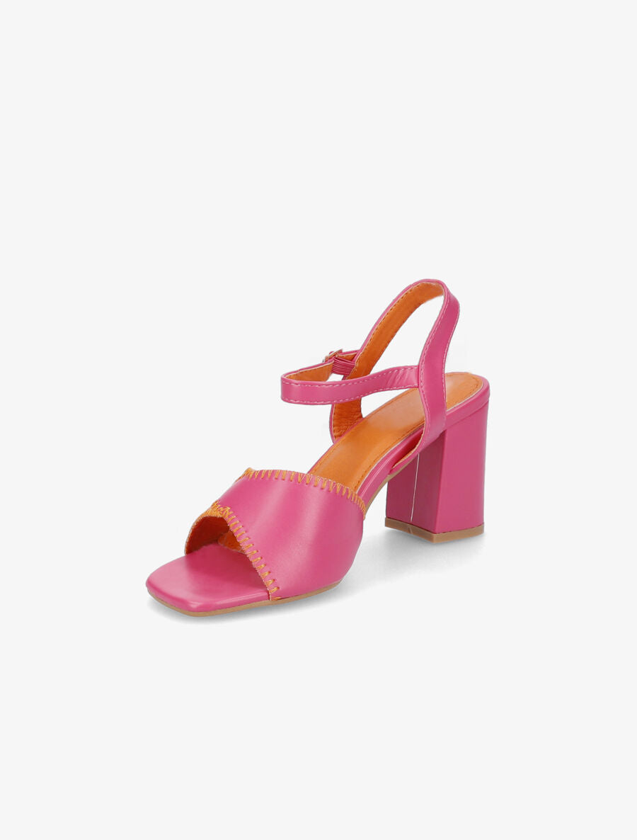 Sandales à talons et brides bicolore - Fuschia/orange - 3