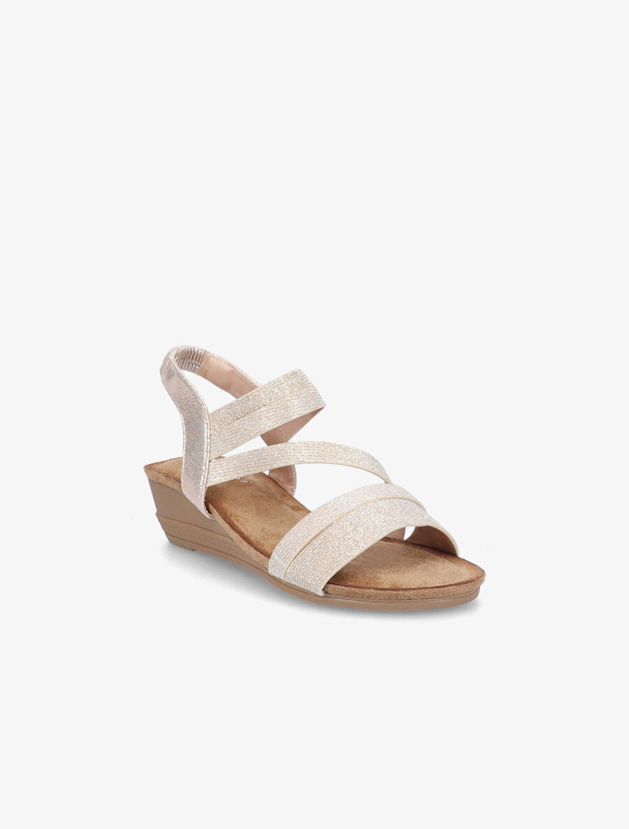 Sandales compensées et brides à paillettes - Or - 2