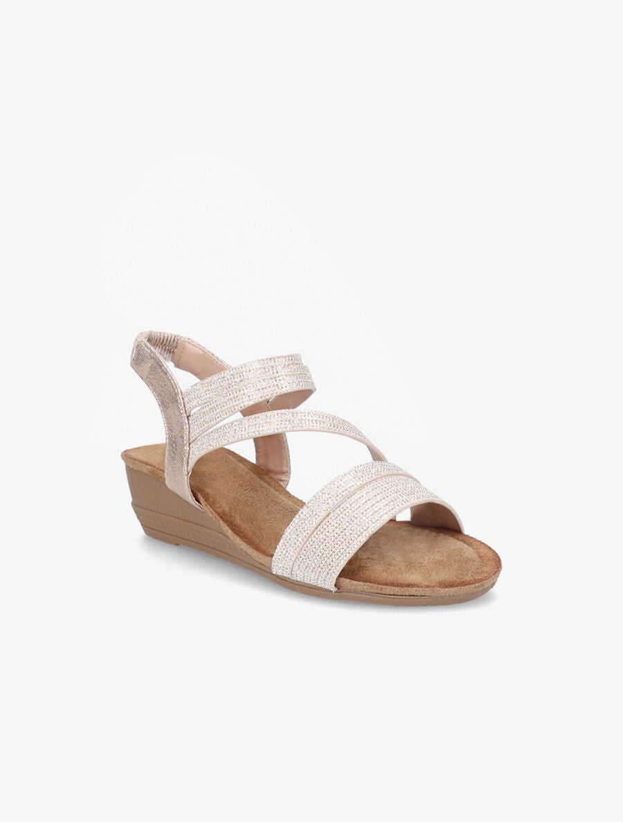 Sandales compensées et brides à paillettes - Rose gold - 2