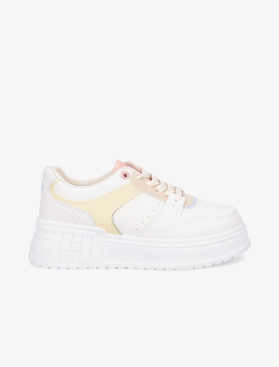 Baskets plateformes à contrefort perforé - Beige - 5