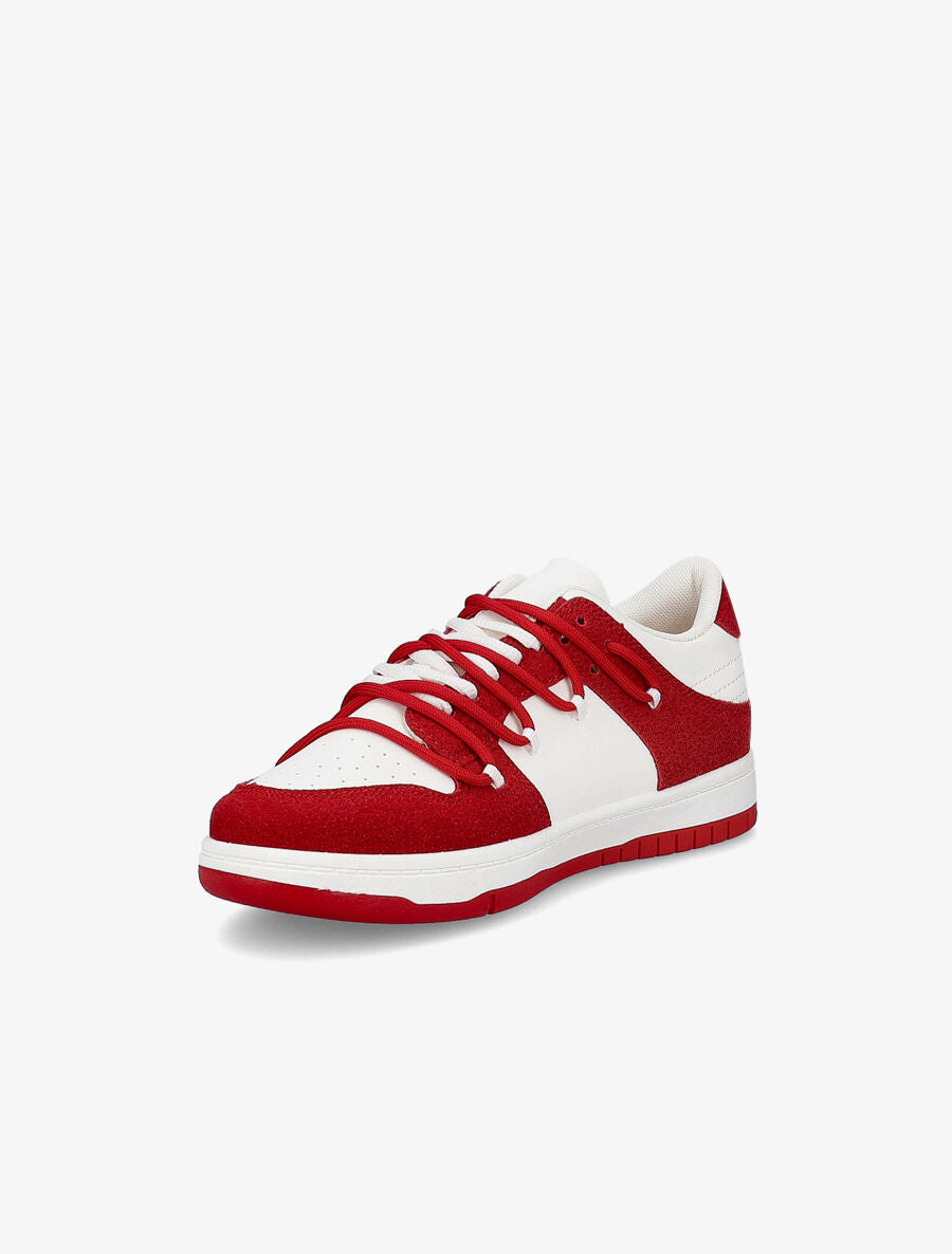 Sneakers bicolore à double lacets - Rouge - 3
