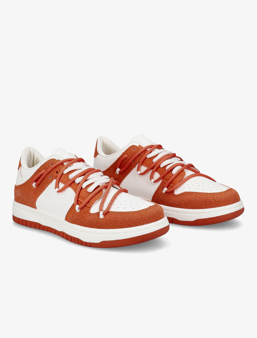 Sneakers bicolore à double lacets - Orange - 4