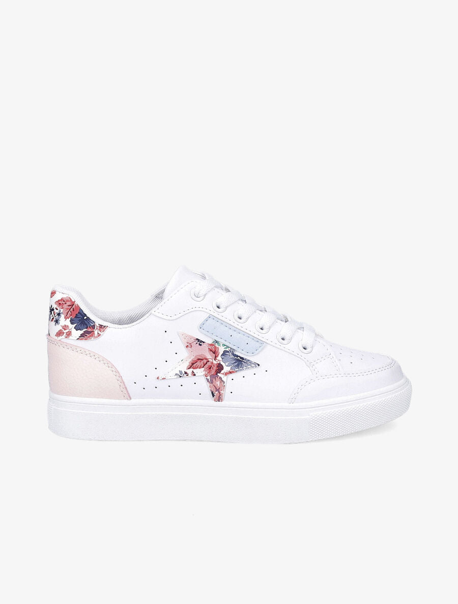 Tennis simili à motif étoile fleuri - Blanc - 5