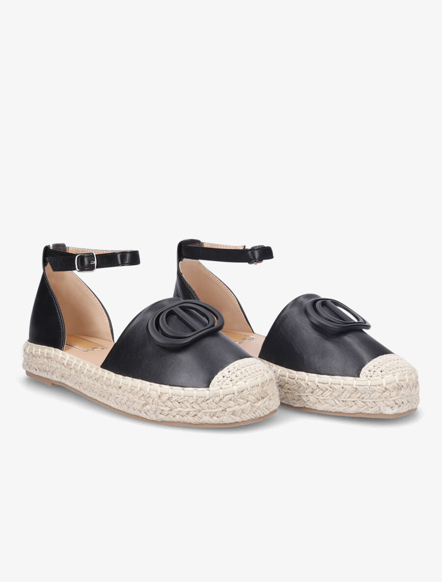 Espadrilles en simili à plateforme - Noir - 4