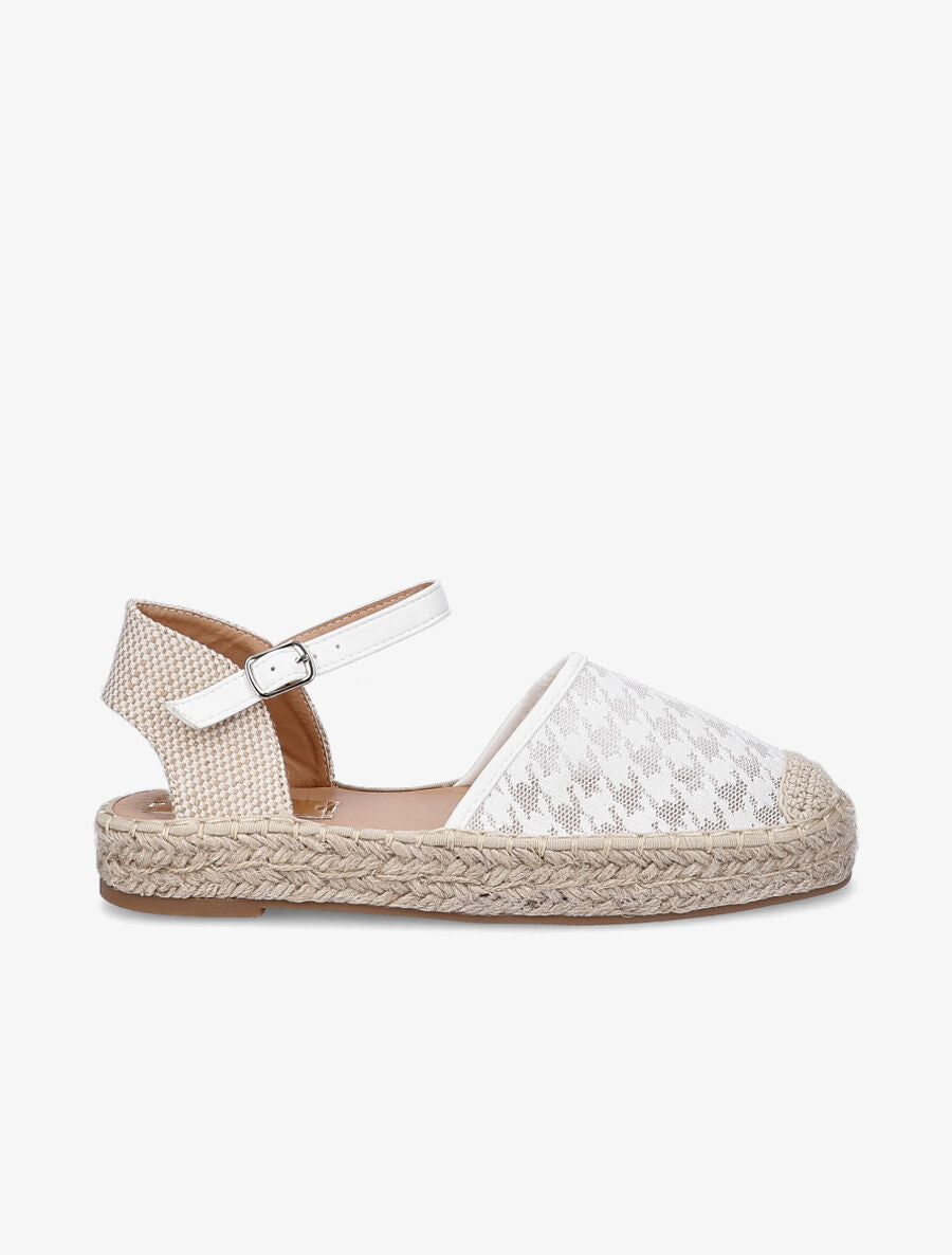 Espadrilles à motif pied de poule - Blanc - 1
