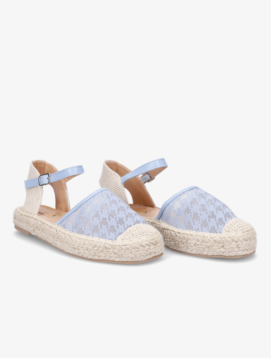 Espadrilles à motif pied de poule - Bleu - 4