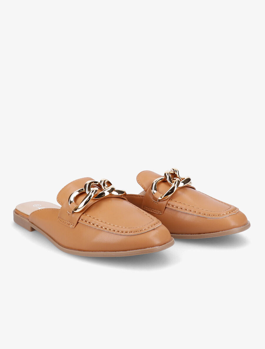 Mules style mocassin à chaîne - Camel - 4