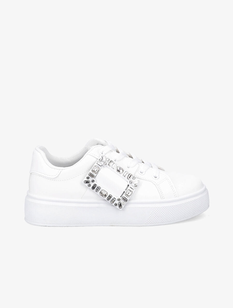 Baskets à boucle à strass - Blanc - 5
