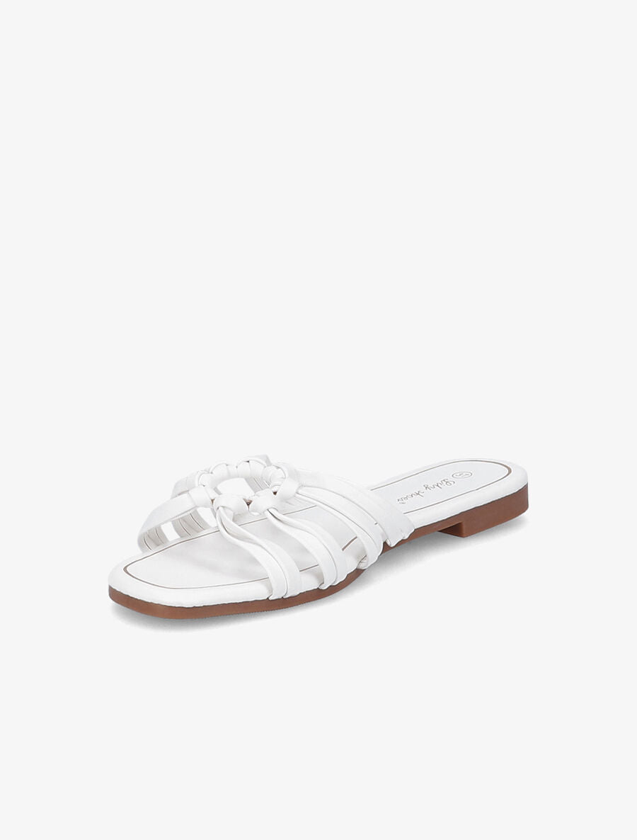 Mules plates à brides et anneaux - Blanc - 3