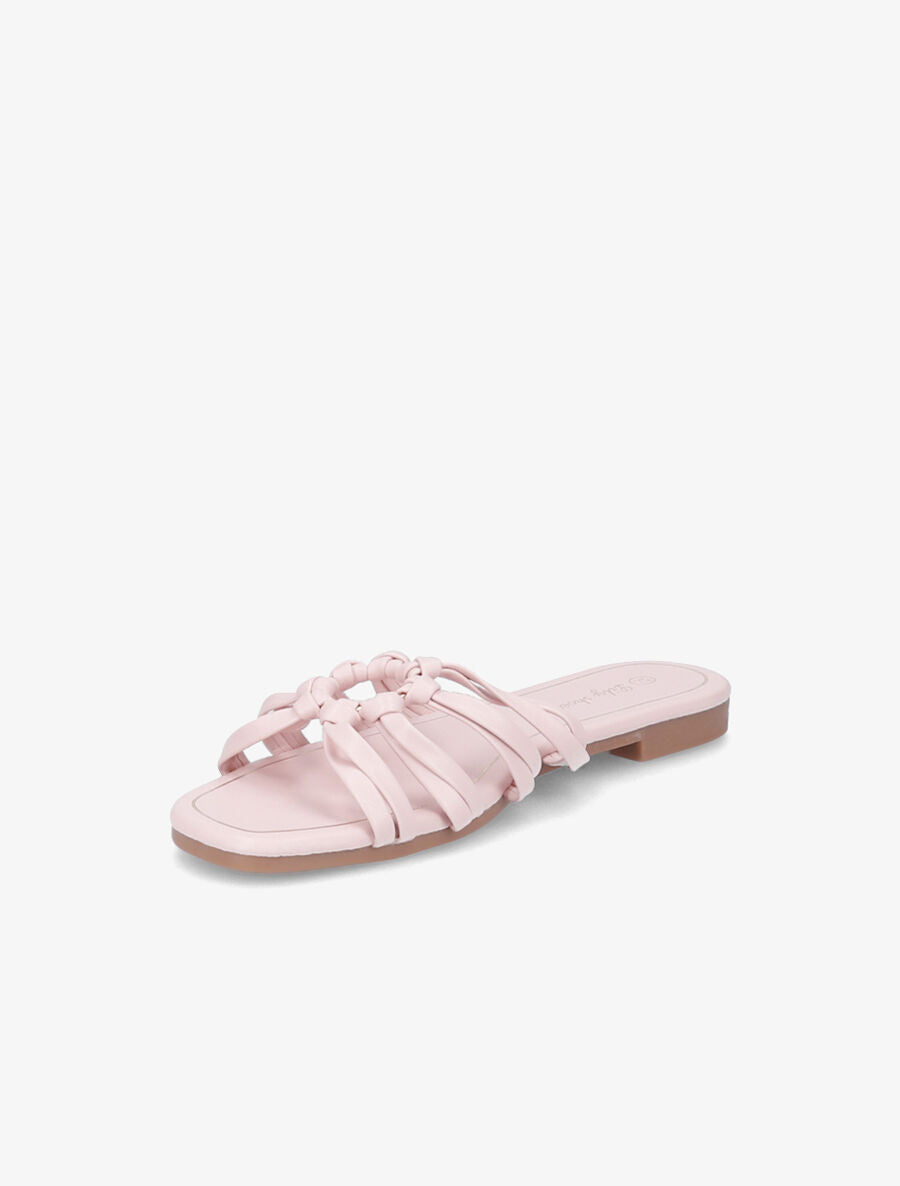 Mules plates à brides et anneaux - Rose - 3