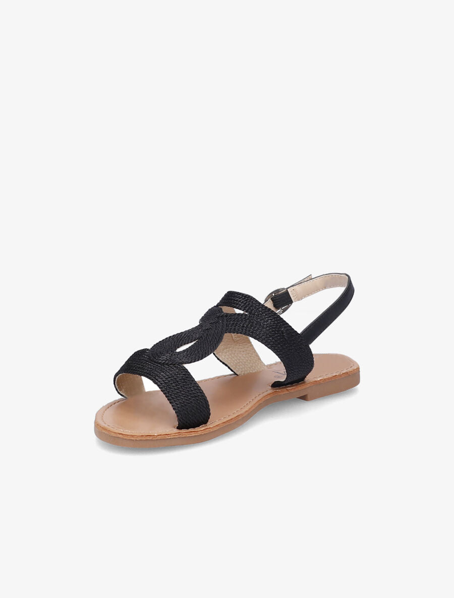 Nu-pieds à ganses entrelacées et texturées - Noir - 4