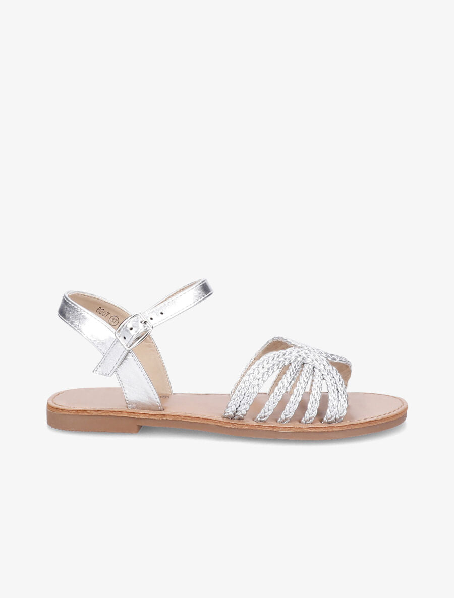 Nu-pieds à ganses tressées entrelacées - Argent - 2