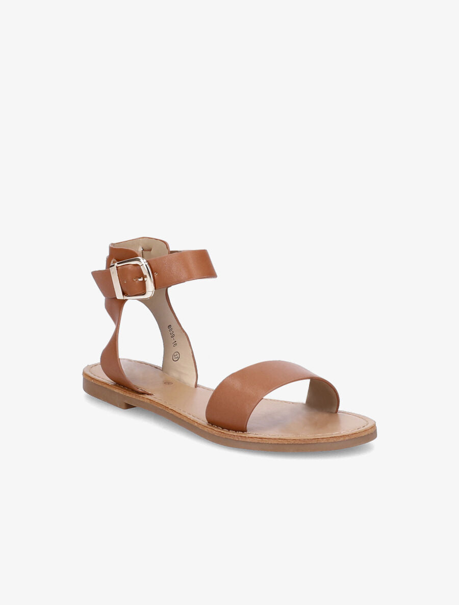 Nu-pieds basiques en simili - Camel - 2