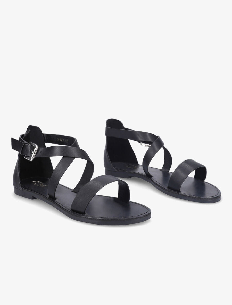 Nu-pieds à ganses croisées - Noir - 5