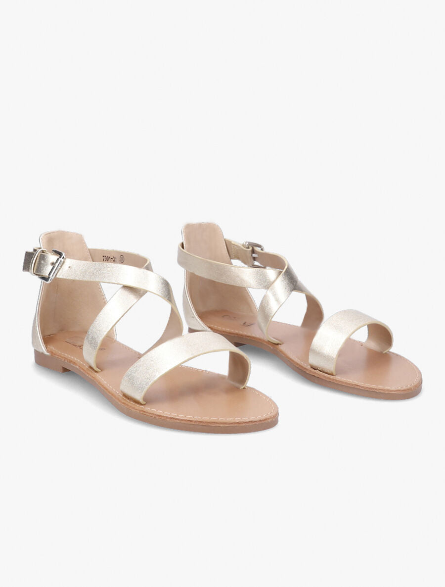 Nu-pieds à ganses croisées - Or - 5