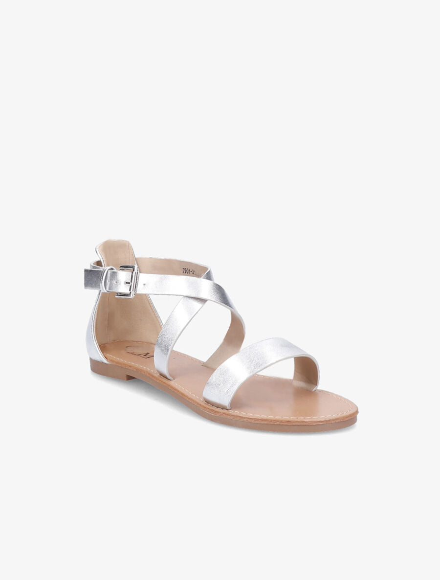 Nu-pieds à ganses croisées - Argent - 1