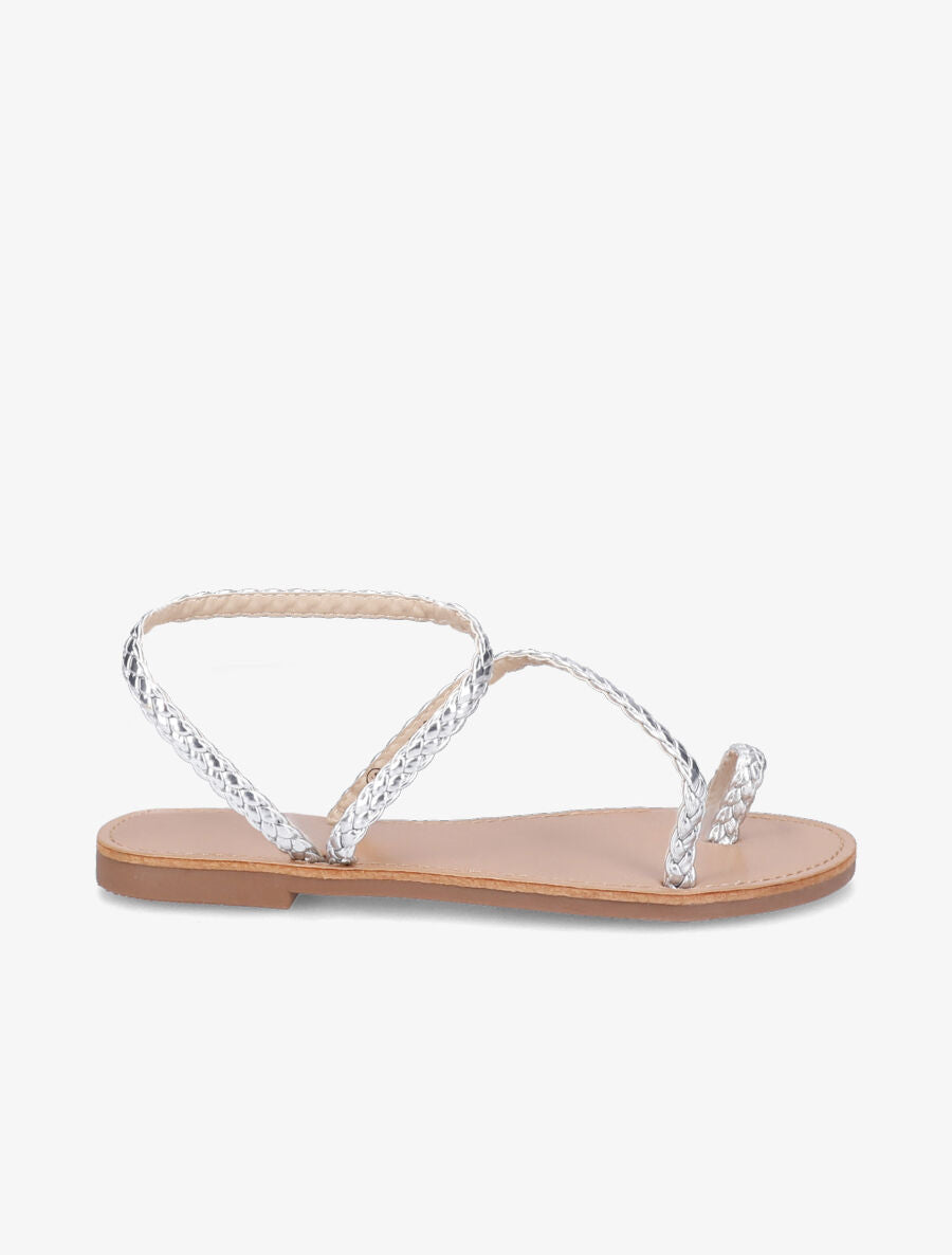 Nu-pieds en simili tressé - Argent - 2