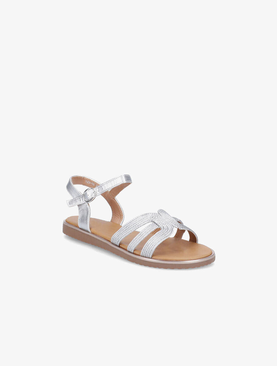 Nu-pieds à ganses stylisées et texturées - Argent - 1