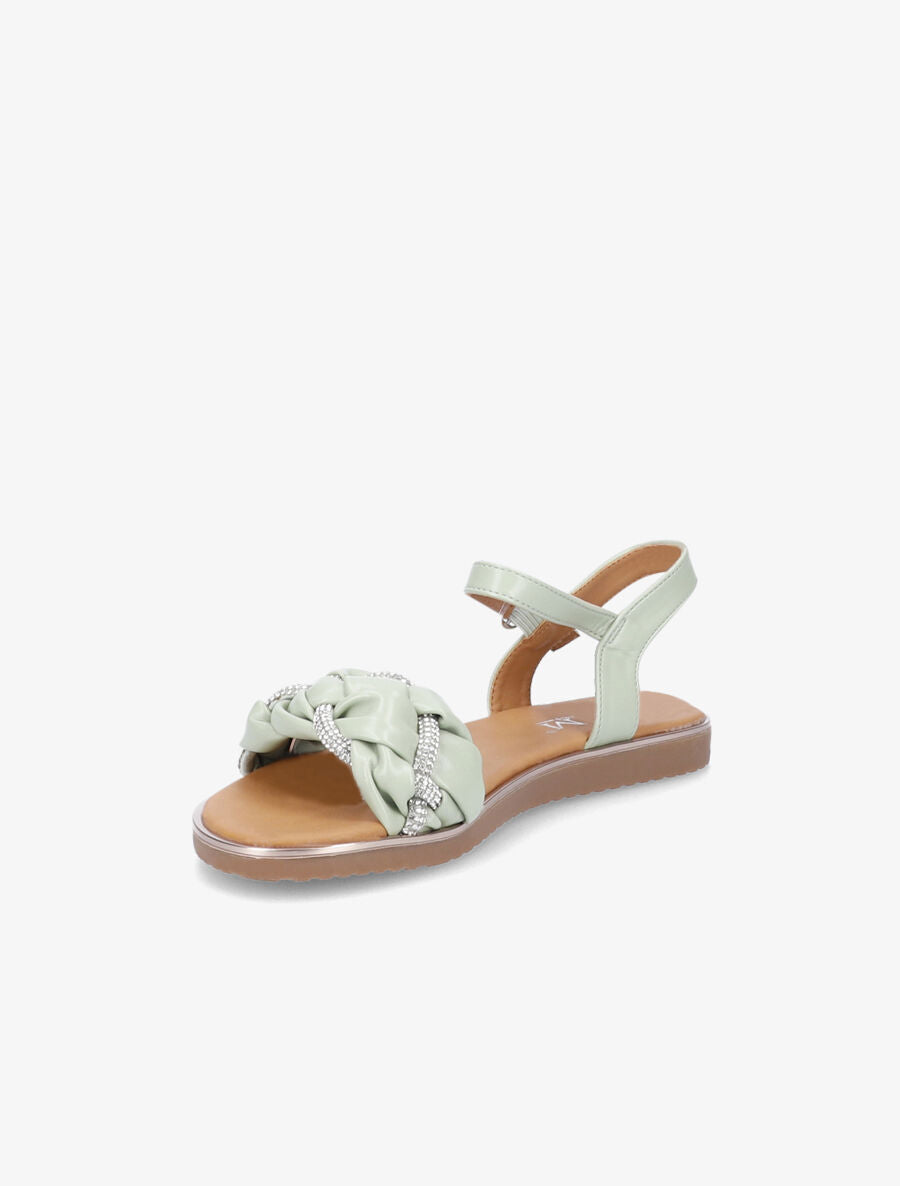 Nu-pieds à ganses ornées de strass - Vert - 3