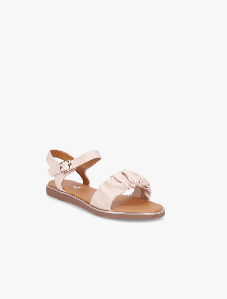 Sandales plates froncées - Beige - 1