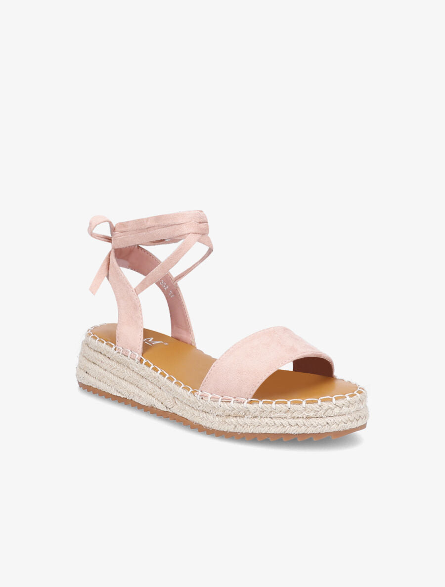 Sandales à lacets et semelles compensées - Rose - 2