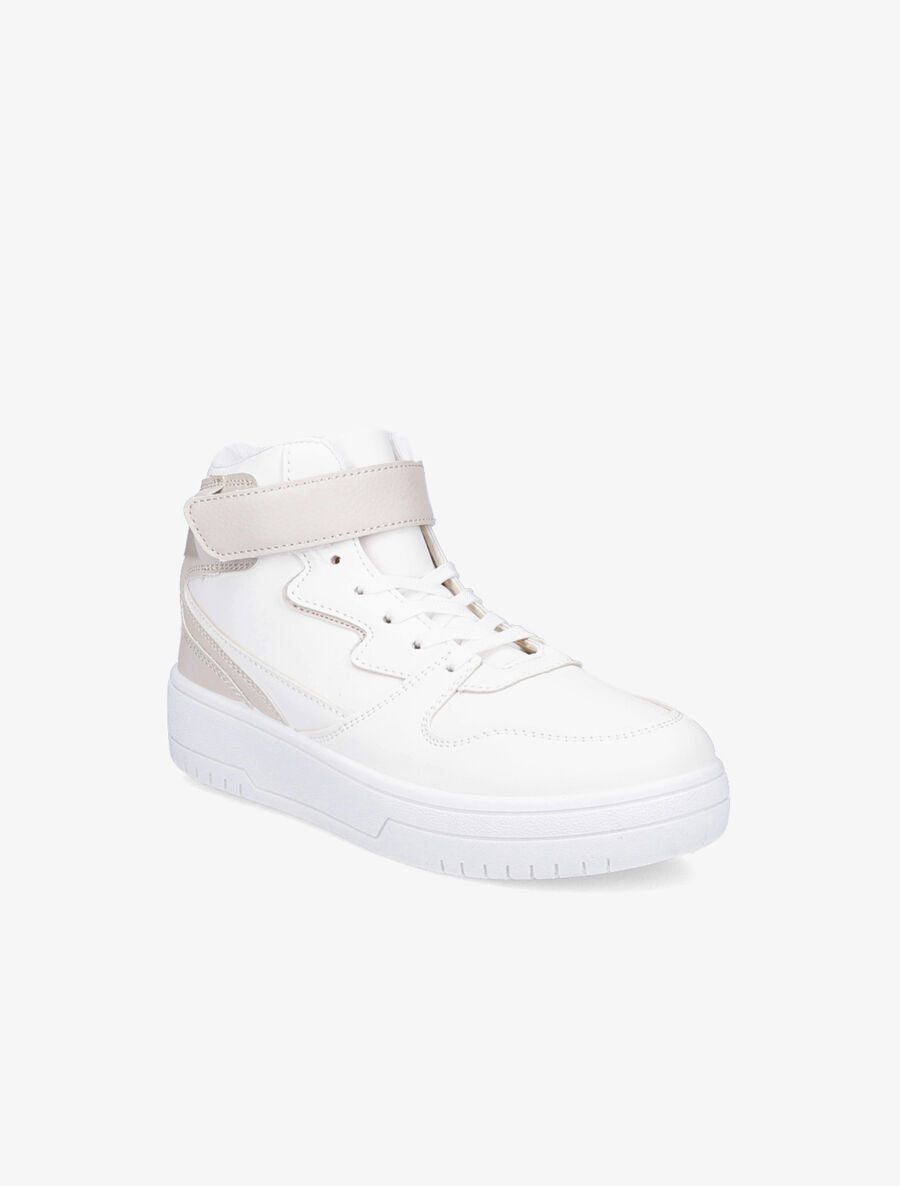 Baskets montantes à lacets et scratch - Beige - 2