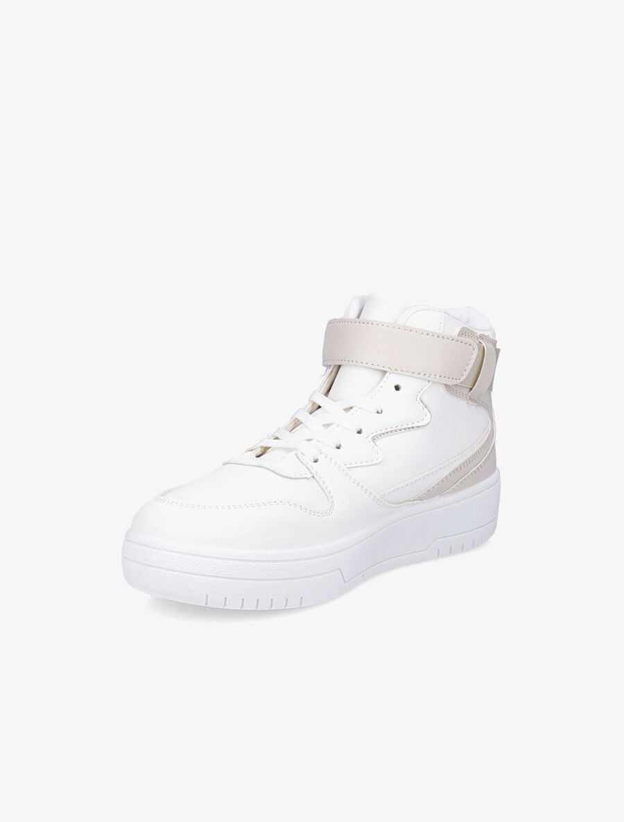 Baskets montantes à lacets et scratch - Beige - 3