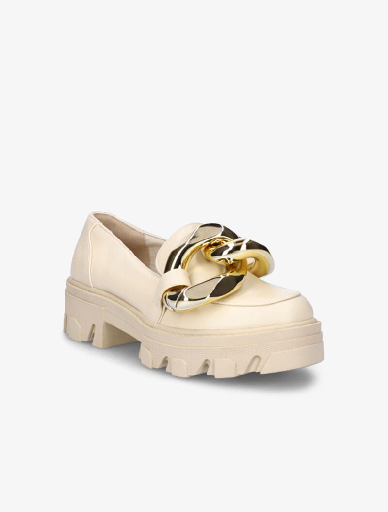 Mocassins à double anneaux dorés - Beige - 3