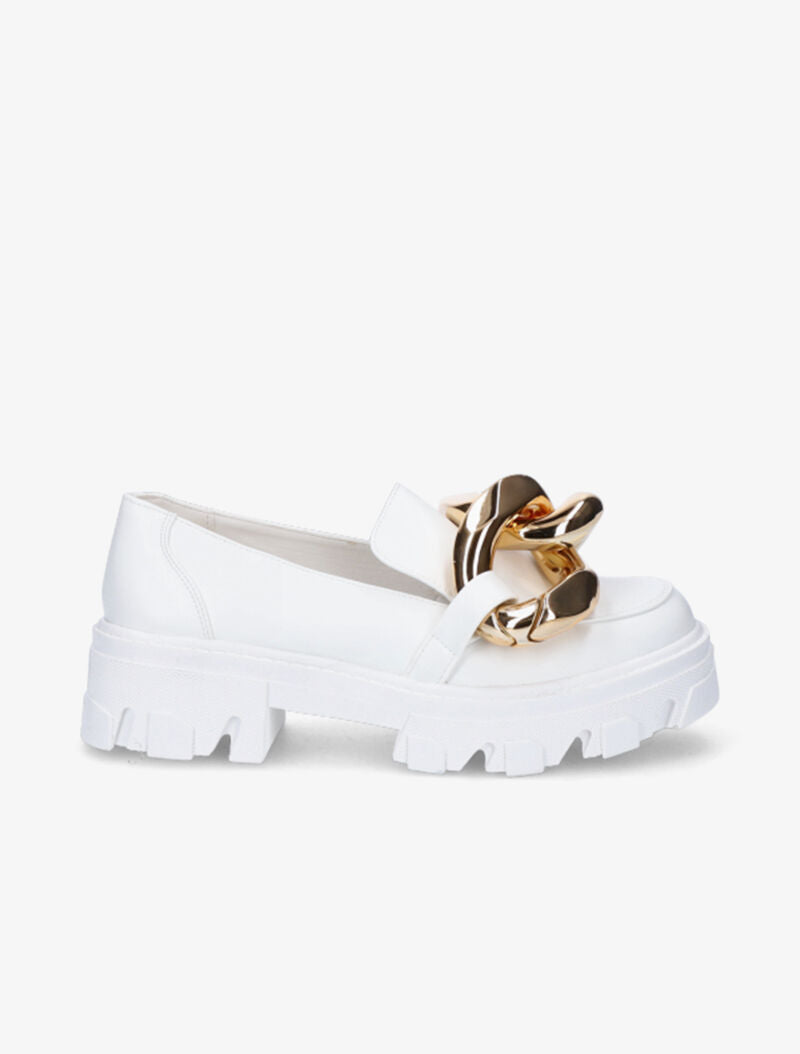 Mocassins à double anneaux dorés - Blanc - 2