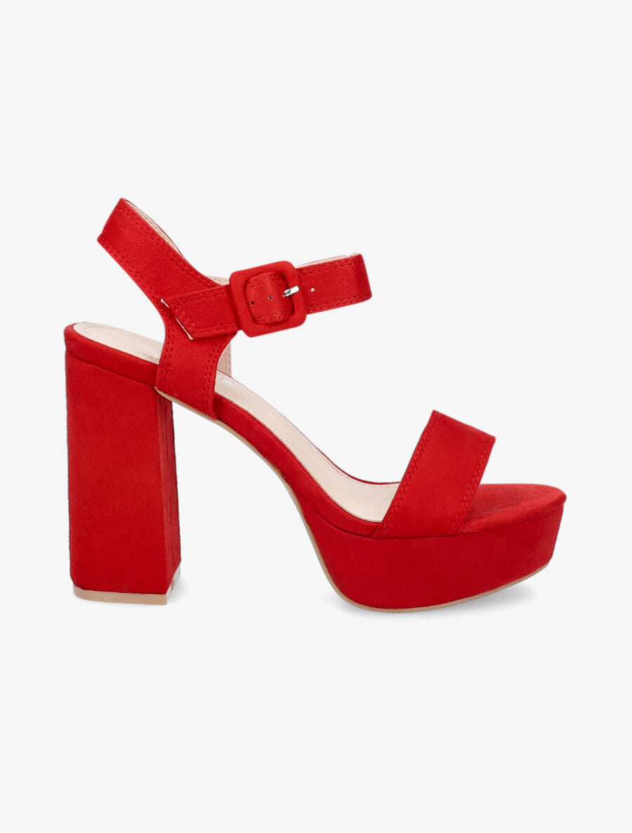 Sandales à plateforme et ganses simples - Rouge - 1