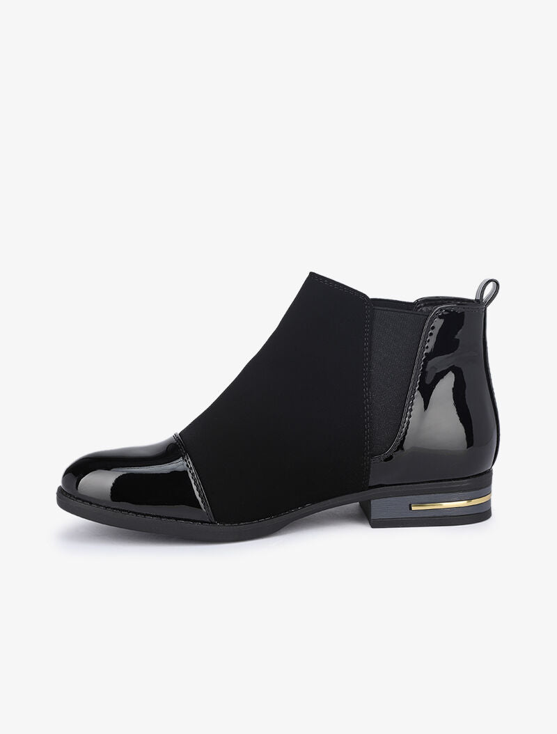 Bottines plates à bouts et contreforts vernis - Noir - 3