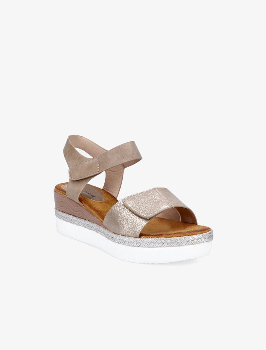 Nu-pieds compensés à double scratch - Taupe - 2