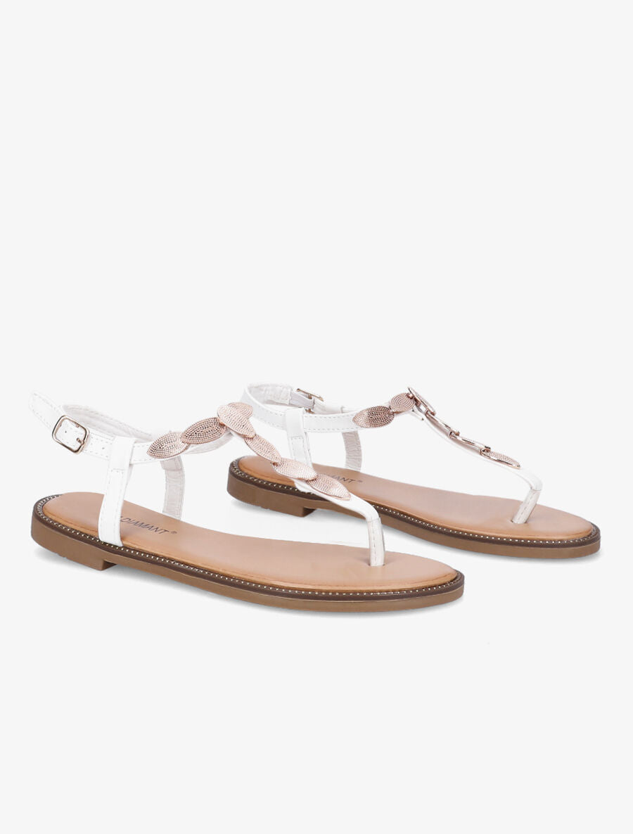 Nu-pieds à médailles style feuilles - Blanc - 4