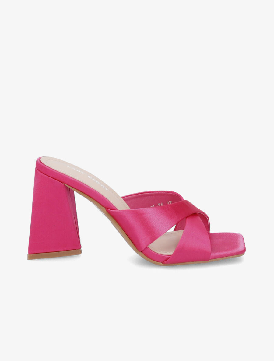Mules satinées croisées - Fushia - 5